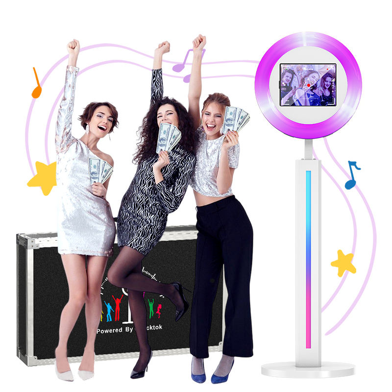 2023 Portable Ipad Photo Booth With Color Ring Led Light